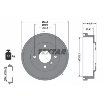 Tambour de frein TEXTAR 94048000