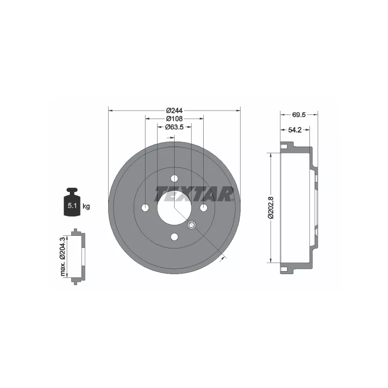 Tambour de frein TEXTAR 94048000