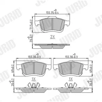 Jeu de 4 plaquettes de frein avant JURID