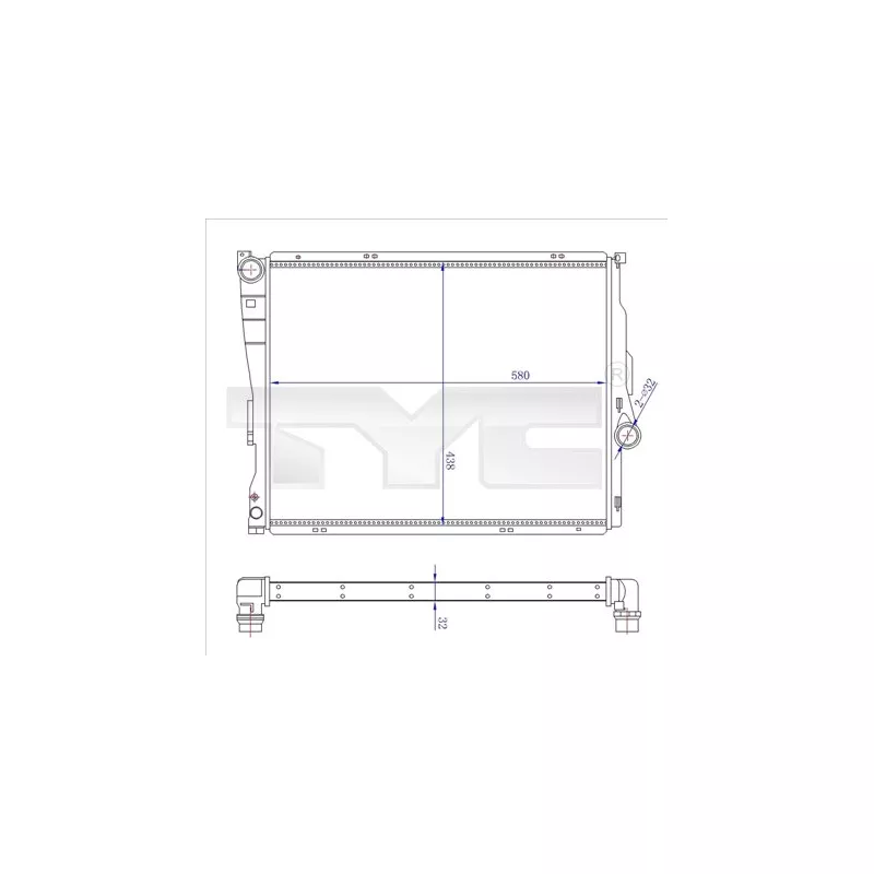 Radiateur, refroidissement du moteur TYC 703-0006-R