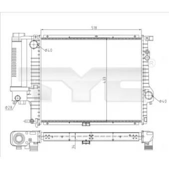 Radiateur, refroidissement du moteur TYC 703-0010-R