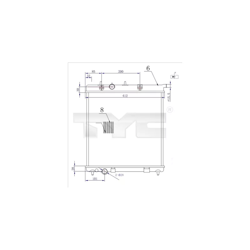 Radiateur, refroidissement du moteur TYC 705-0072-R