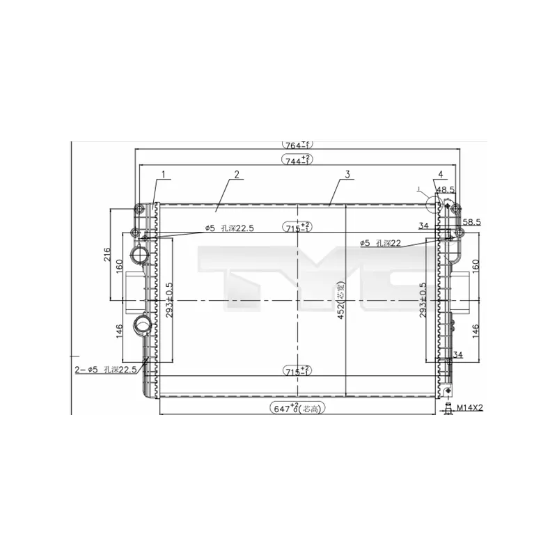 Radiateur, refroidissement du moteur TYC 715-0006-R