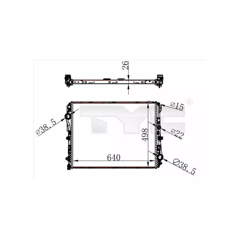 Radiateur, refroidissement du moteur TYC 721-0022