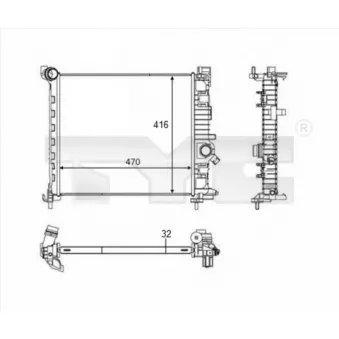 Radiateur, refroidissement du moteur TYC 725-0050-R