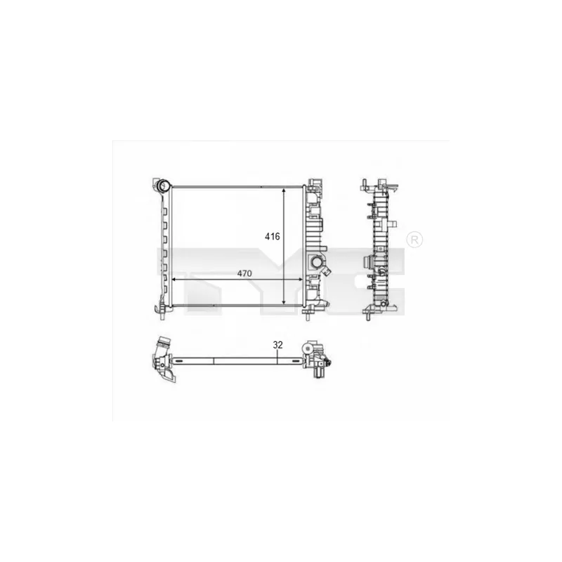 Radiateur, refroidissement du moteur TYC 725-0050-R