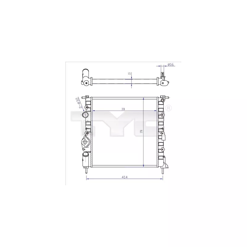 Radiateur, refroidissement du moteur TYC 728-0013-R