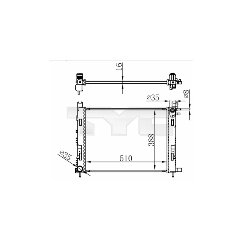 Radiateur, refroidissement du moteur TYC 728-0063