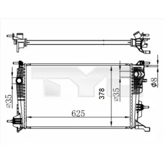 Radiateur, refroidissement du moteur TYC 728-0065-R