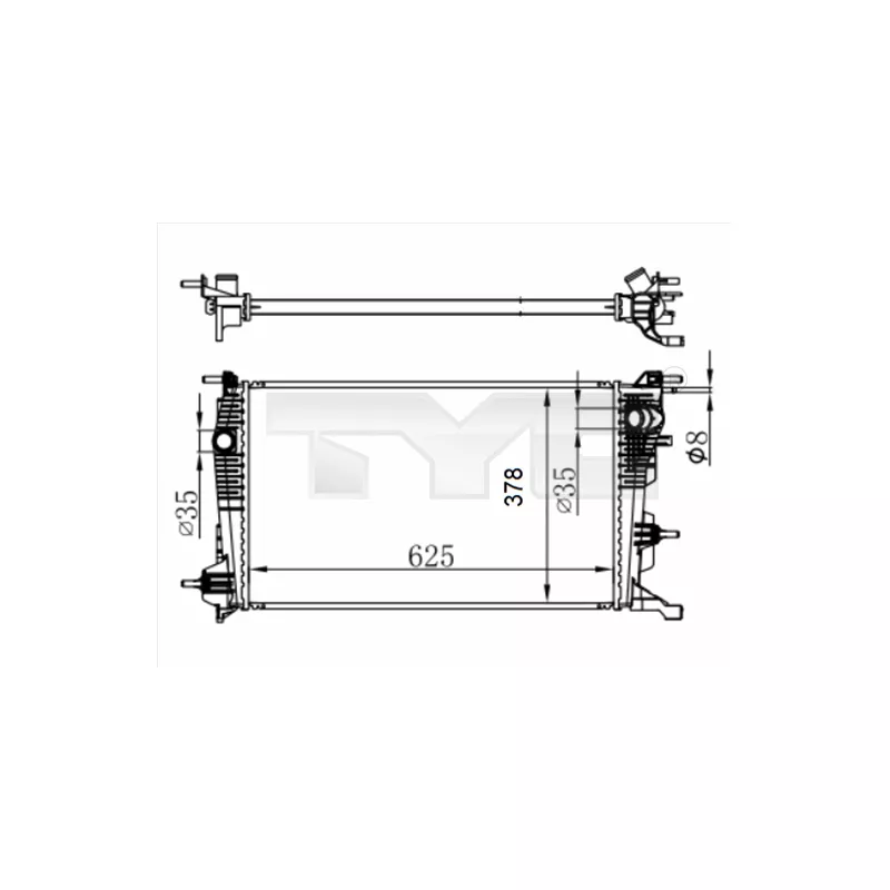 Radiateur, refroidissement du moteur TYC 728-0065-R