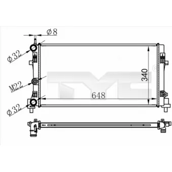 Radiateur, refroidissement du moteur TYC 737-0074