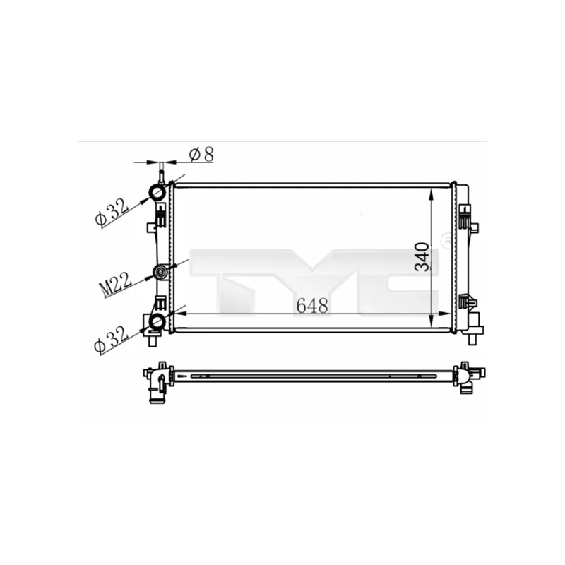 Radiateur, refroidissement du moteur TYC 737-0074