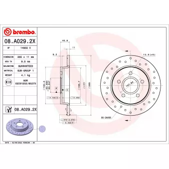 Jeu de 2 disques de frein arrière BREMBO 08.A029.2X