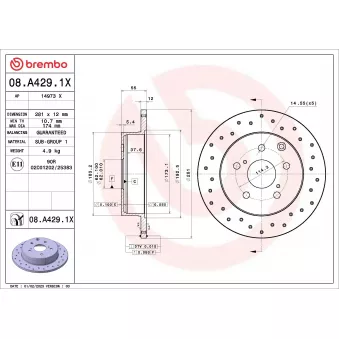 Jeu de 2 disques de frein arrière BREMBO 08.A429.1X