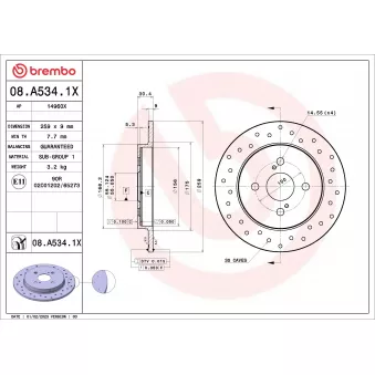 Jeu de 2 disques de frein arrière BREMBO 08.A534.1X