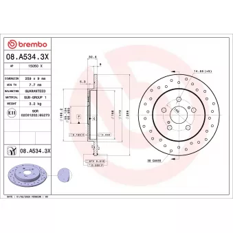 Jeu de 2 disques de frein arrière BREMBO 08.A534.3X
