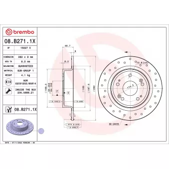 Jeu de 2 disques de frein arrière BREMBO 08.B271.1X