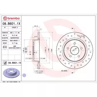 Jeu de 2 disques de frein arrière BREMBO 08.B601.1X