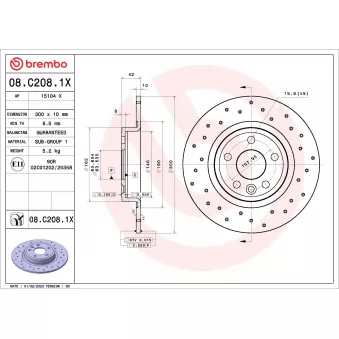 Jeu de 2 disques de frein arrière BREMBO 08.C208.1X