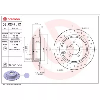 Jeu de 2 disques de frein arrière BREMBO 08.C247.1X