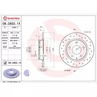 Jeu de 2 disques de frein arrière BREMBO 08.C653.1X