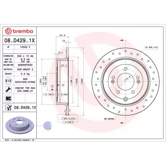 Jeu de 2 disques de frein arrière BREMBO 08.D429.1X