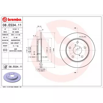Jeu de 2 disques de frein arrière BREMBO 08.E534.11
