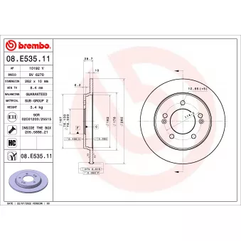 Jeu de 2 disques de frein arrière BREMBO 08.E535.11