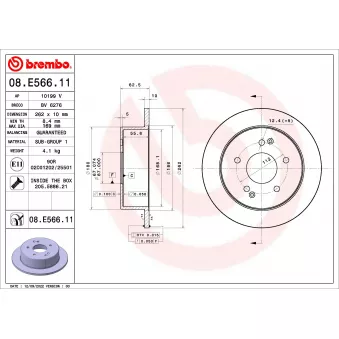 Jeu de 2 disques de frein arrière BREMBO 08.E566.11