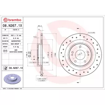 Jeu de 2 disques de frein arrière BREMBO 08.N267.1X