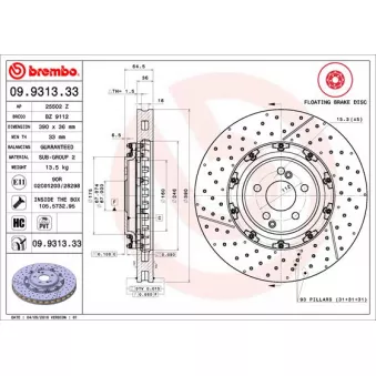 Jeu de 2 disques de frein avant BREMBO 09.9313.33