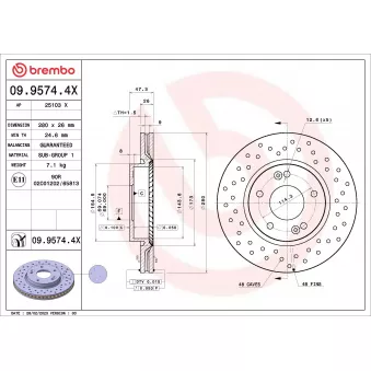 Jeu de 2 disques de frein avant BREMBO 09.9574.4X