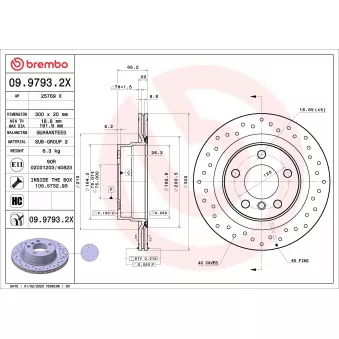 Jeu de 2 disques de frein arrière BREMBO 09.9793.2X