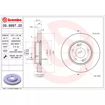 Jeu de 2 disques de frein avant BREMBO 09.9997.20