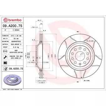 Jeu de 2 disques de frein arrière BREMBO 09.A200.75