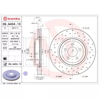 Jeu de 2 disques de frein avant BREMBO 09.A404.1X