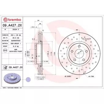 Jeu de 2 disques de frein avant BREMBO 09.A427.2X