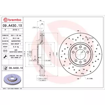 Jeu de 2 disques de frein avant BREMBO 09.A430.1X