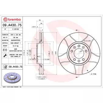 Jeu de 2 disques de frein avant BREMBO 09.A430.75