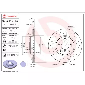 Jeu de 2 disques de frein avant BREMBO 09.C349.1X