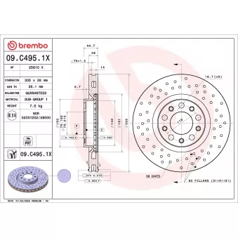 Jeu de 2 disques de frein avant BREMBO 09.C495.1X