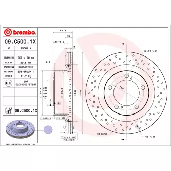 Jeu de 2 disques de frein avant BREMBO 09.C500.1X