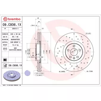Jeu de 2 disques de frein avant BREMBO 09.C936.1X
