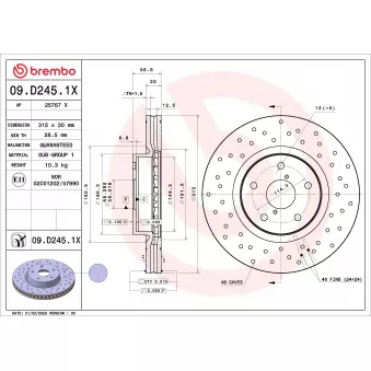 Jeu de 2 disques de frein avant BREMBO 09.D245.1X