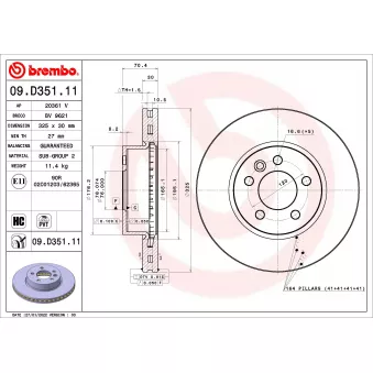 Jeu de 2 disques de frein avant BREMBO 09.D351.11