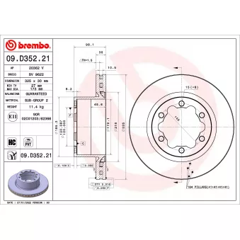 Jeu de 2 disques de frein arrière BREMBO 09.D352.21