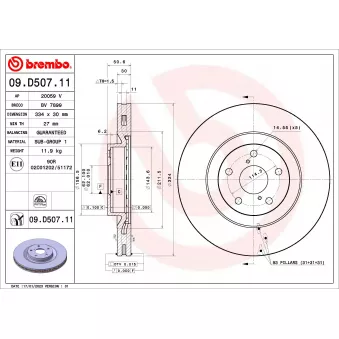 Jeu de 2 disques de frein avant BREMBO 09.D507.11