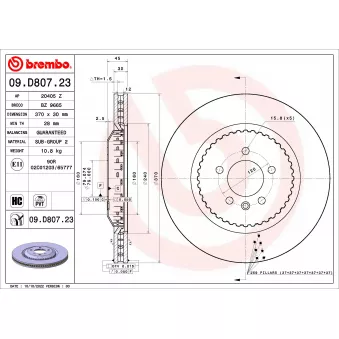 Jeu de 2 disques de frein arrière BREMBO 09.D807.23