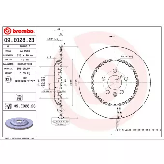 Jeu de 2 disques de frein arrière BREMBO 09.E028.23