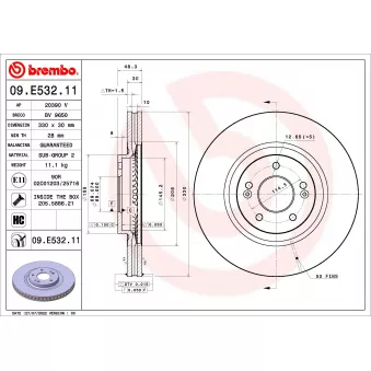 Jeu de 2 disques de frein avant BREMBO 09.E532.11
